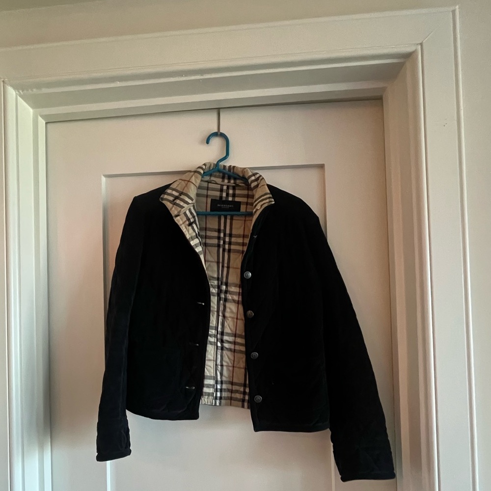 Corduroy Burberry Coat in Navy